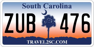 SC license plate ZUB476