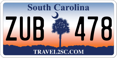 SC license plate ZUB478