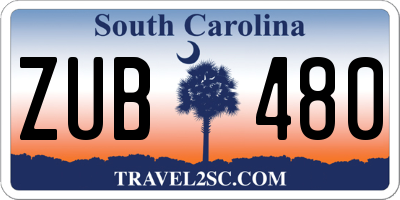 SC license plate ZUB480