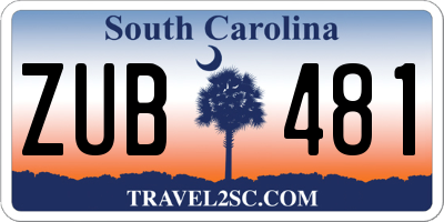 SC license plate ZUB481