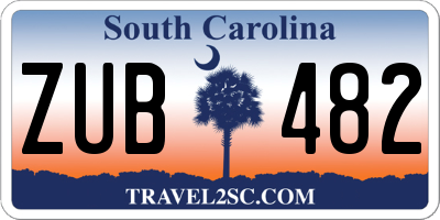 SC license plate ZUB482