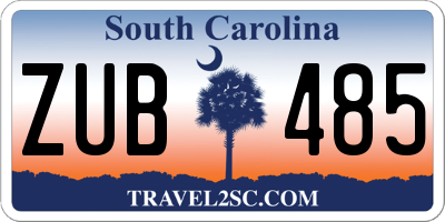 SC license plate ZUB485