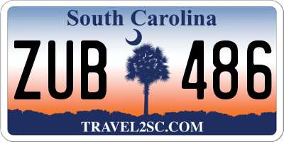 SC license plate ZUB486