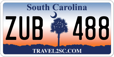SC license plate ZUB488