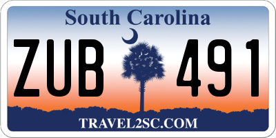 SC license plate ZUB491