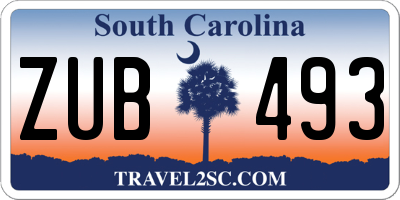 SC license plate ZUB493