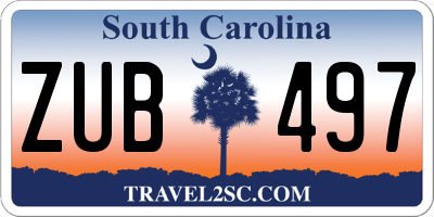 SC license plate ZUB497