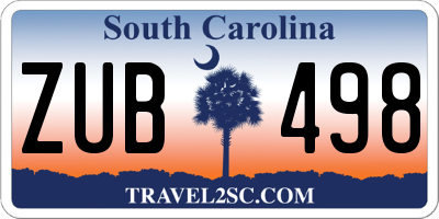 SC license plate ZUB498