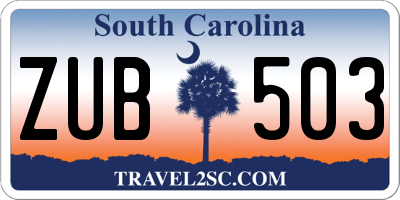 SC license plate ZUB503
