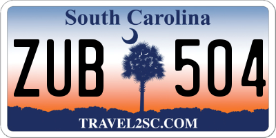 SC license plate ZUB504