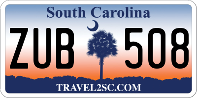 SC license plate ZUB508