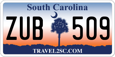 SC license plate ZUB509