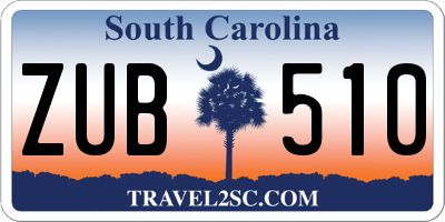 SC license plate ZUB510