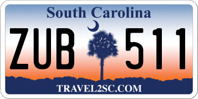 SC license plate ZUB511
