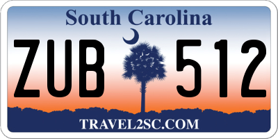 SC license plate ZUB512
