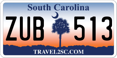 SC license plate ZUB513