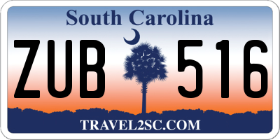 SC license plate ZUB516