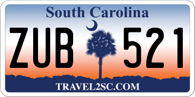 SC license plate ZUB521