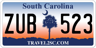 SC license plate ZUB523