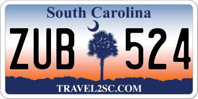 SC license plate ZUB524