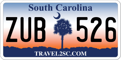 SC license plate ZUB526