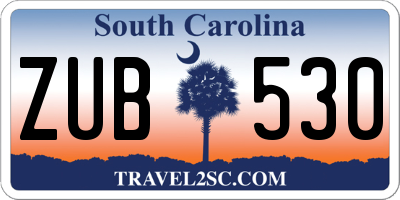 SC license plate ZUB530