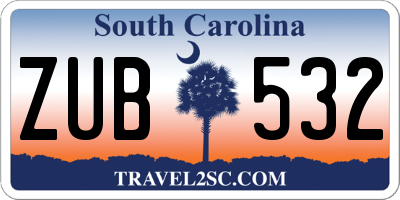 SC license plate ZUB532