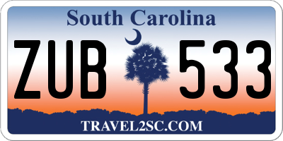 SC license plate ZUB533