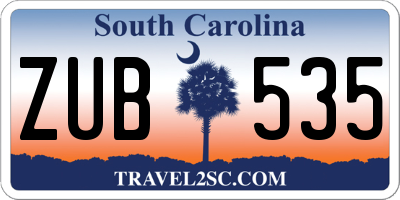 SC license plate ZUB535