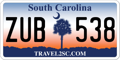 SC license plate ZUB538