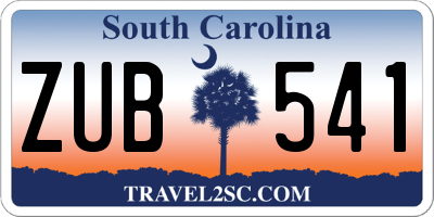SC license plate ZUB541