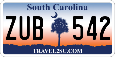 SC license plate ZUB542
