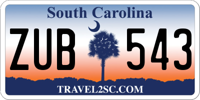 SC license plate ZUB543