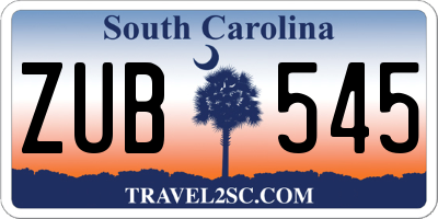 SC license plate ZUB545