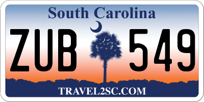 SC license plate ZUB549