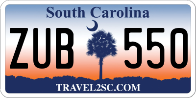 SC license plate ZUB550