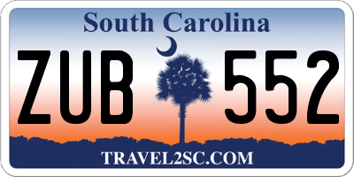 SC license plate ZUB552