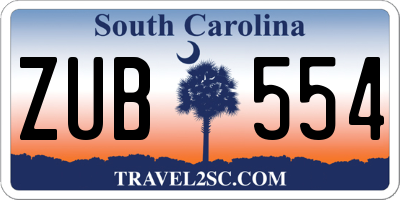 SC license plate ZUB554