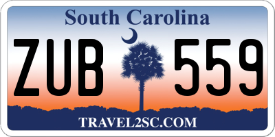 SC license plate ZUB559