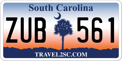 SC license plate ZUB561