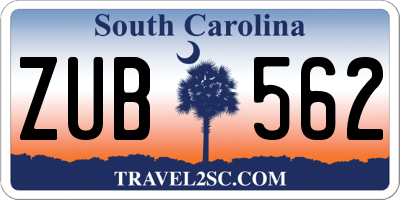 SC license plate ZUB562