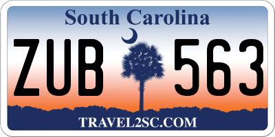 SC license plate ZUB563