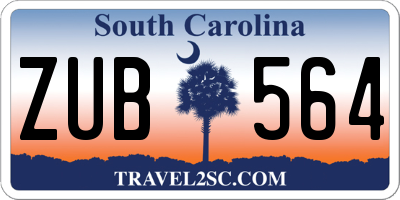 SC license plate ZUB564