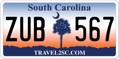 SC license plate ZUB567