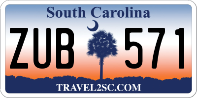 SC license plate ZUB571