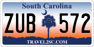 SC license plate ZUB572
