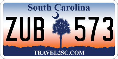 SC license plate ZUB573