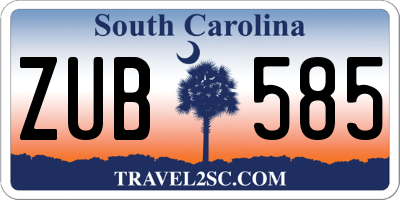 SC license plate ZUB585