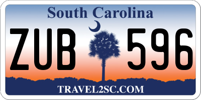 SC license plate ZUB596