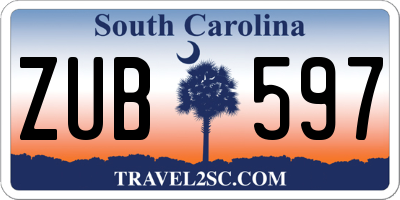SC license plate ZUB597